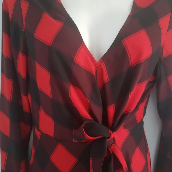 Express Buffalo Check Bow Dress - Picture 2 of 5